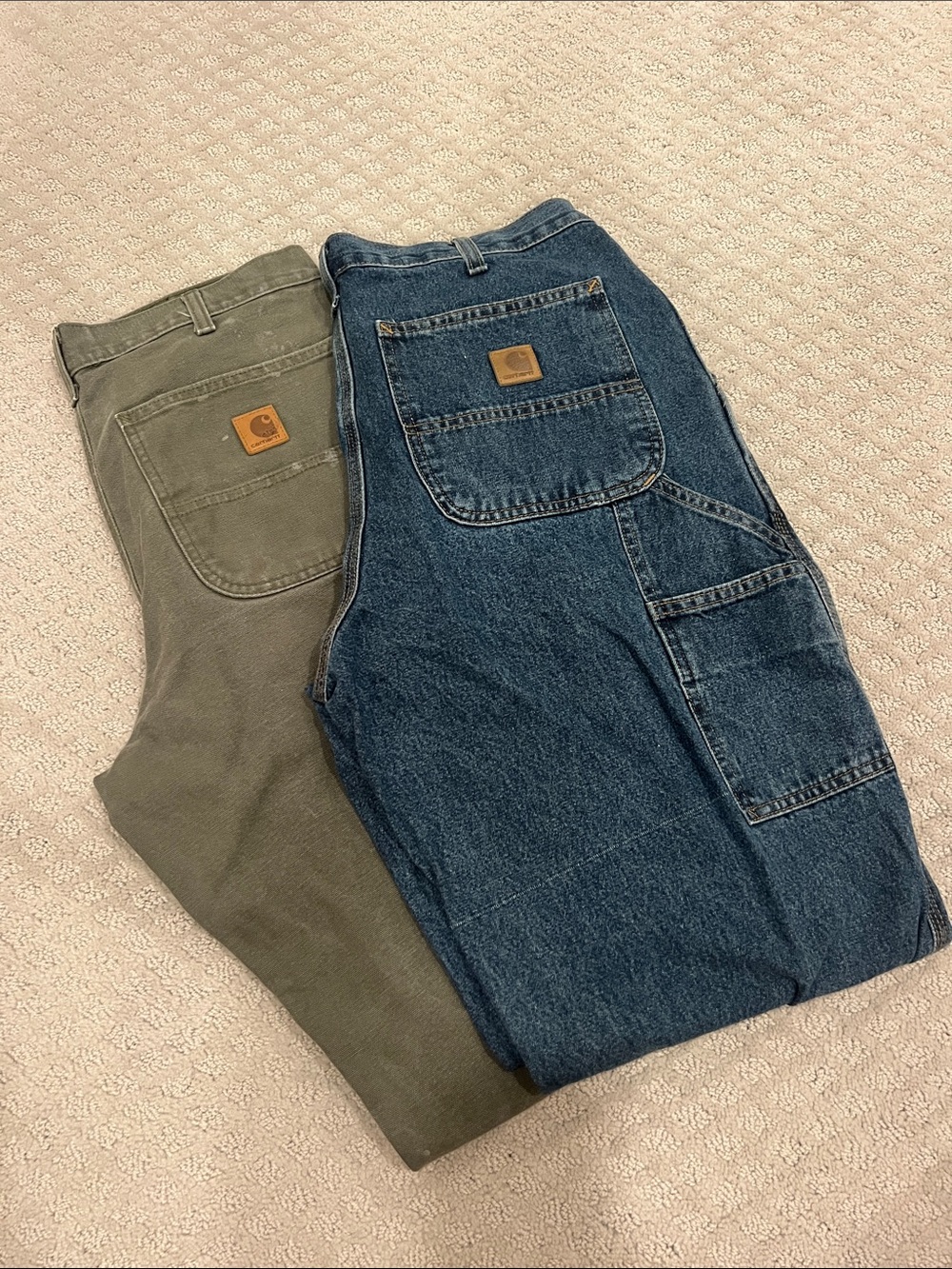 Carhartt Men's Loose Fit Cargo Pants Duo — Green & Denim Blue